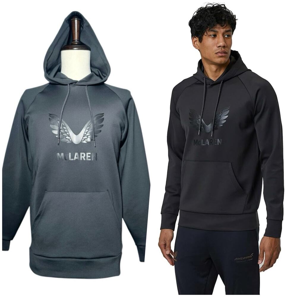 McLaren | Men | F1 Black Logo Stretch LS  Performance Hoodie | Sz Small